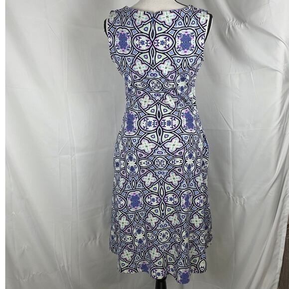 Talbots Dress Women XS Blue Multicolor Sleeveless Fit & Flare Cotton Boho Retro - Picture 5 of 10